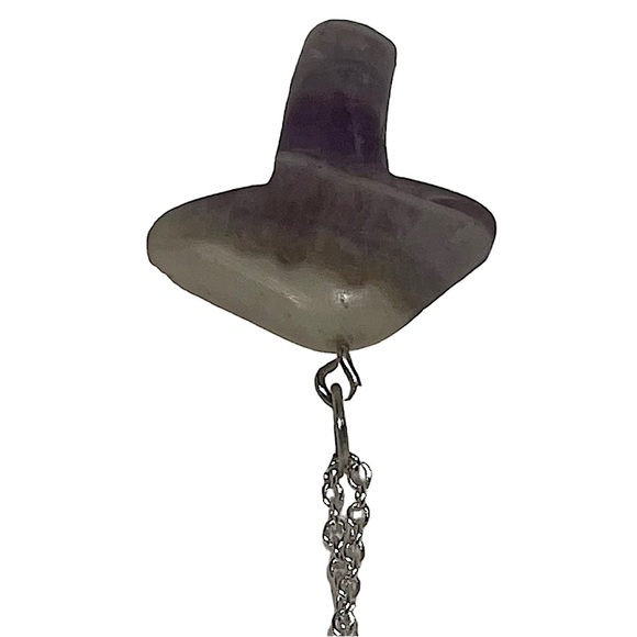 Agate mushroom translucent purple & green pendant necklace on silver chain NEW - Picture 9 of 12
